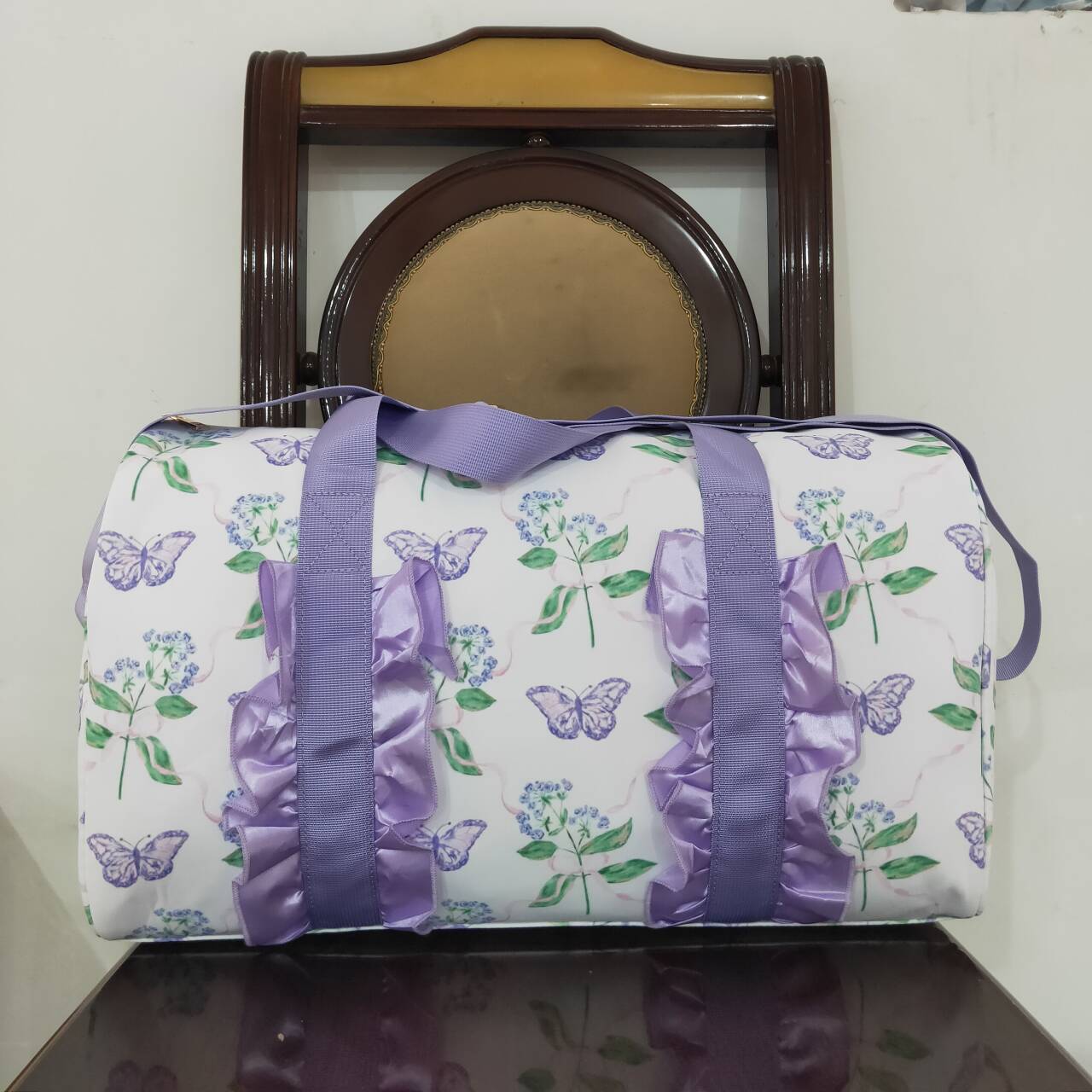 Butterfly design duffel bag sports bag