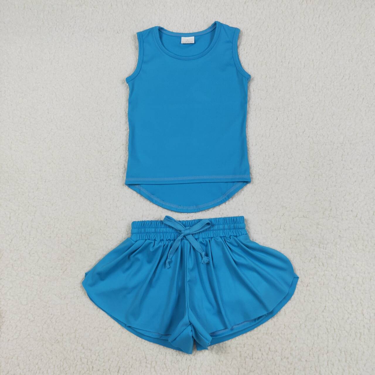 Baby girls blue color yoga active wear two pieces outfit