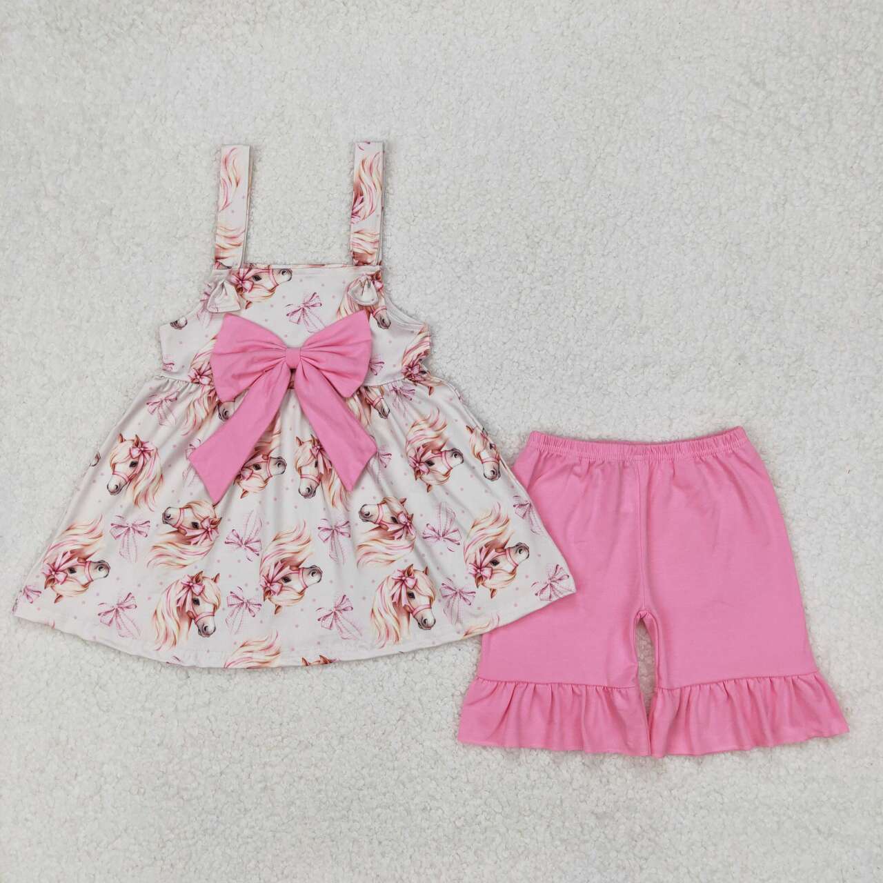 Western horse pink bow summer outfit