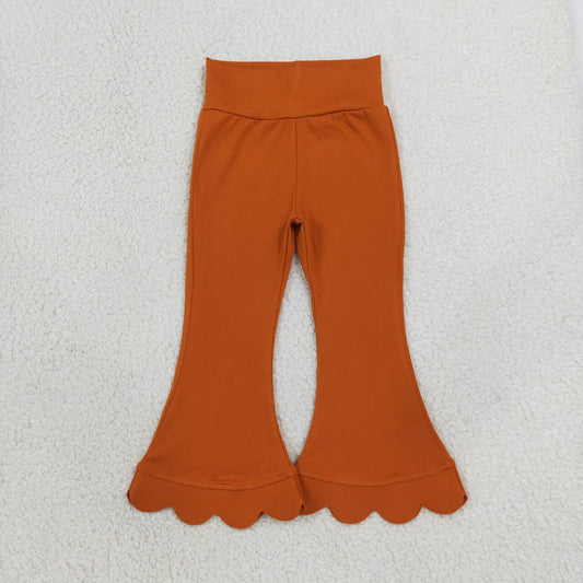 Orange color girls scalloped bell bottoms