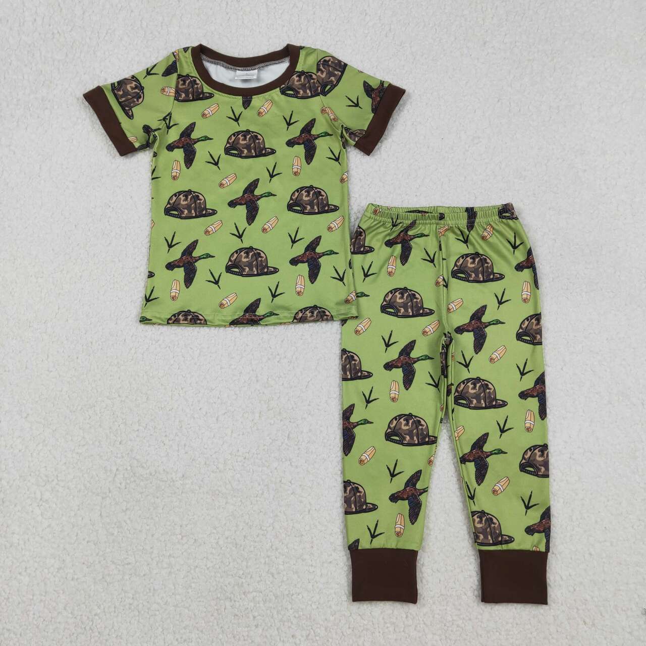 Hunting season deer duck print boys short sleeve outfit