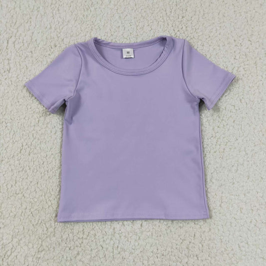 Lavender color girls yoga short sleeve top