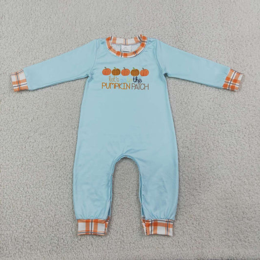 toddle baby boy lets go to the pumpkin romper