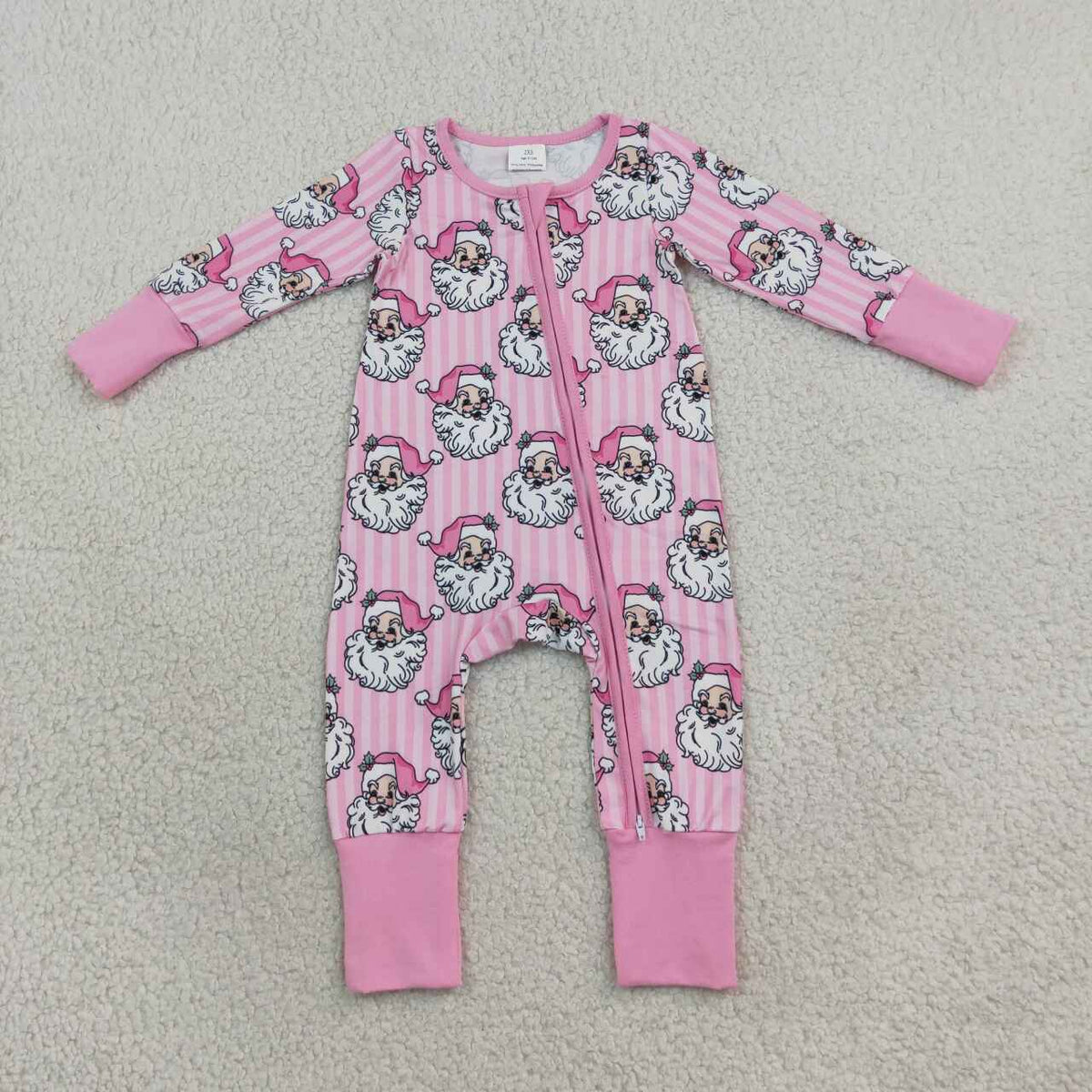 Toddle baby long sleeve Christmas santa claus print zip romper