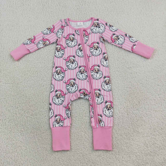 Toddle baby long sleeve Christmas santa claus print zip romper