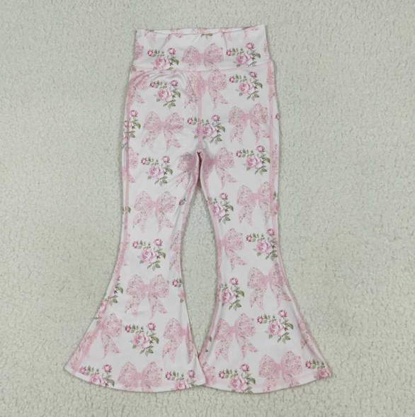 Baby Girls Pink Bow Floral Yoga Pants