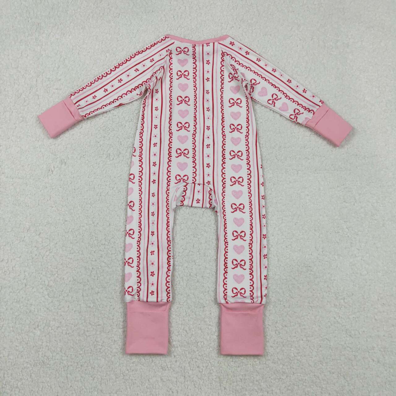Toddle girls pink bow design long sleeve romper