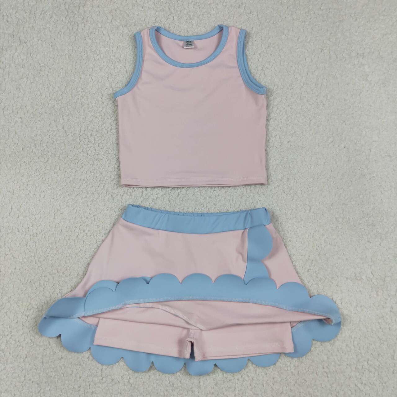 Pink yoga top matching skorts girls summer outfit