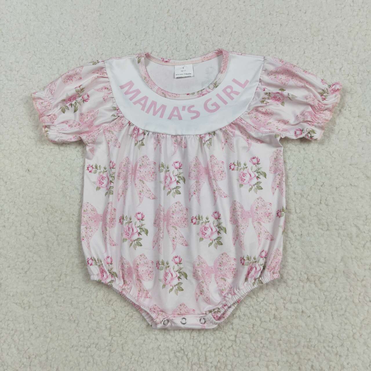 Mamas girl pink bow floral romper