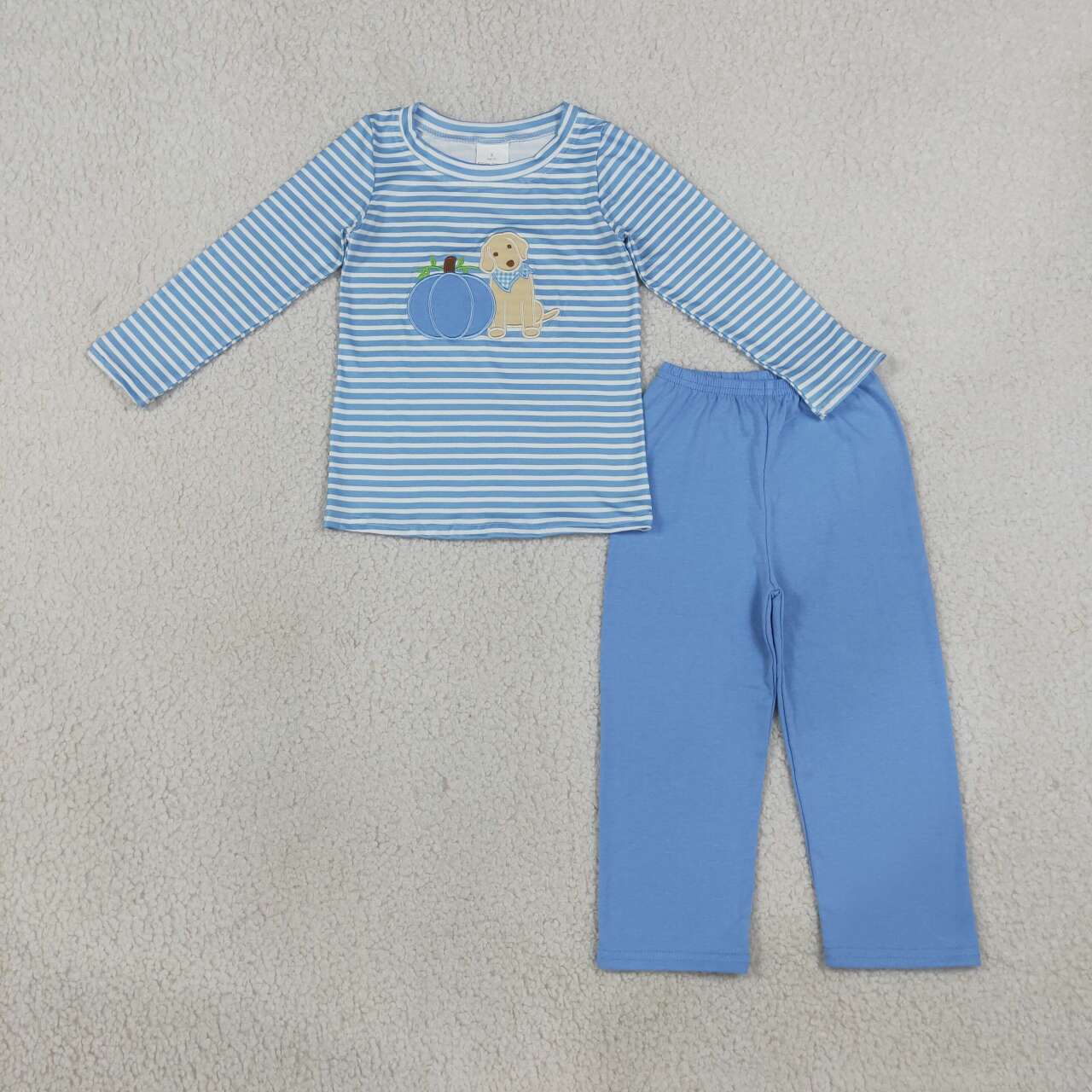Boy long sleeve fall embroidery pumpkin matching pants boy spring fall outfit