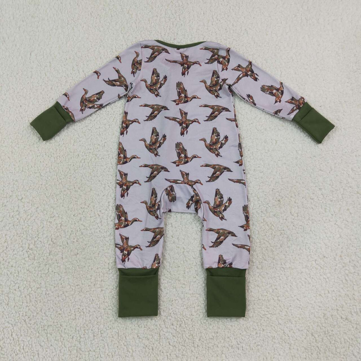 Toddle baby long sleeve mallard duck zip romper