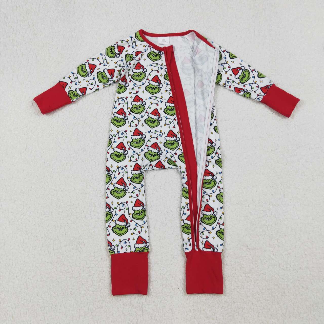 Christmas green face toddle girls zip romper