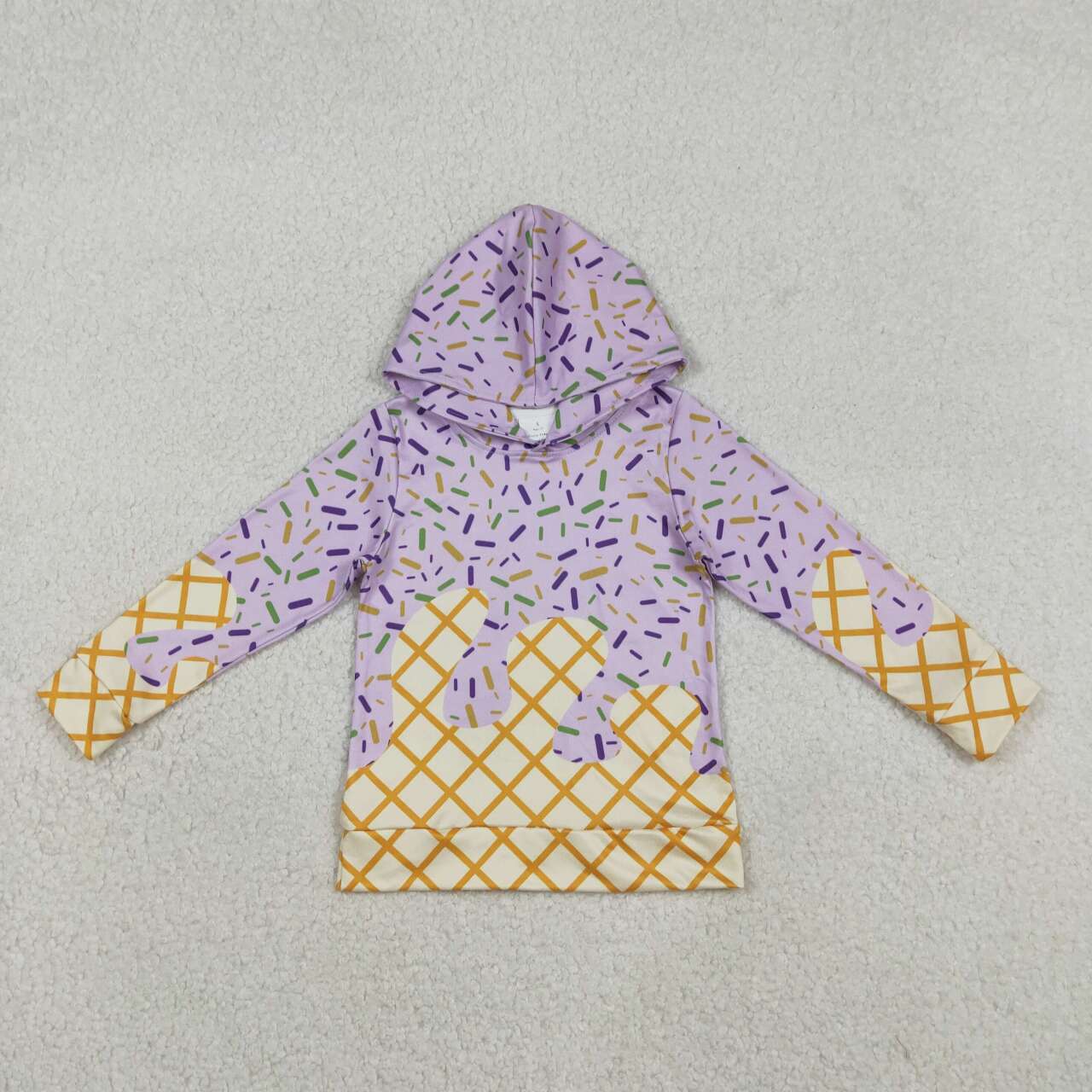 Lavender sprinkle girls long sleeve hoodie top