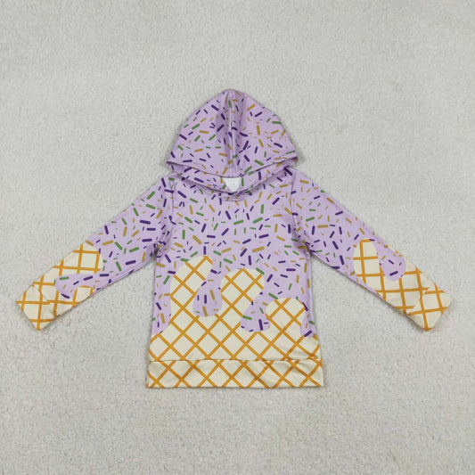 Lavender sprinkle girls long sleeve hoodie top