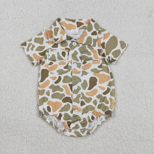 Green orange Camo design toddle baby summer romper
