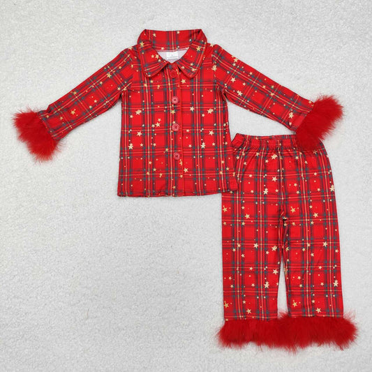 baby girl Christmas red green plaid pajama set