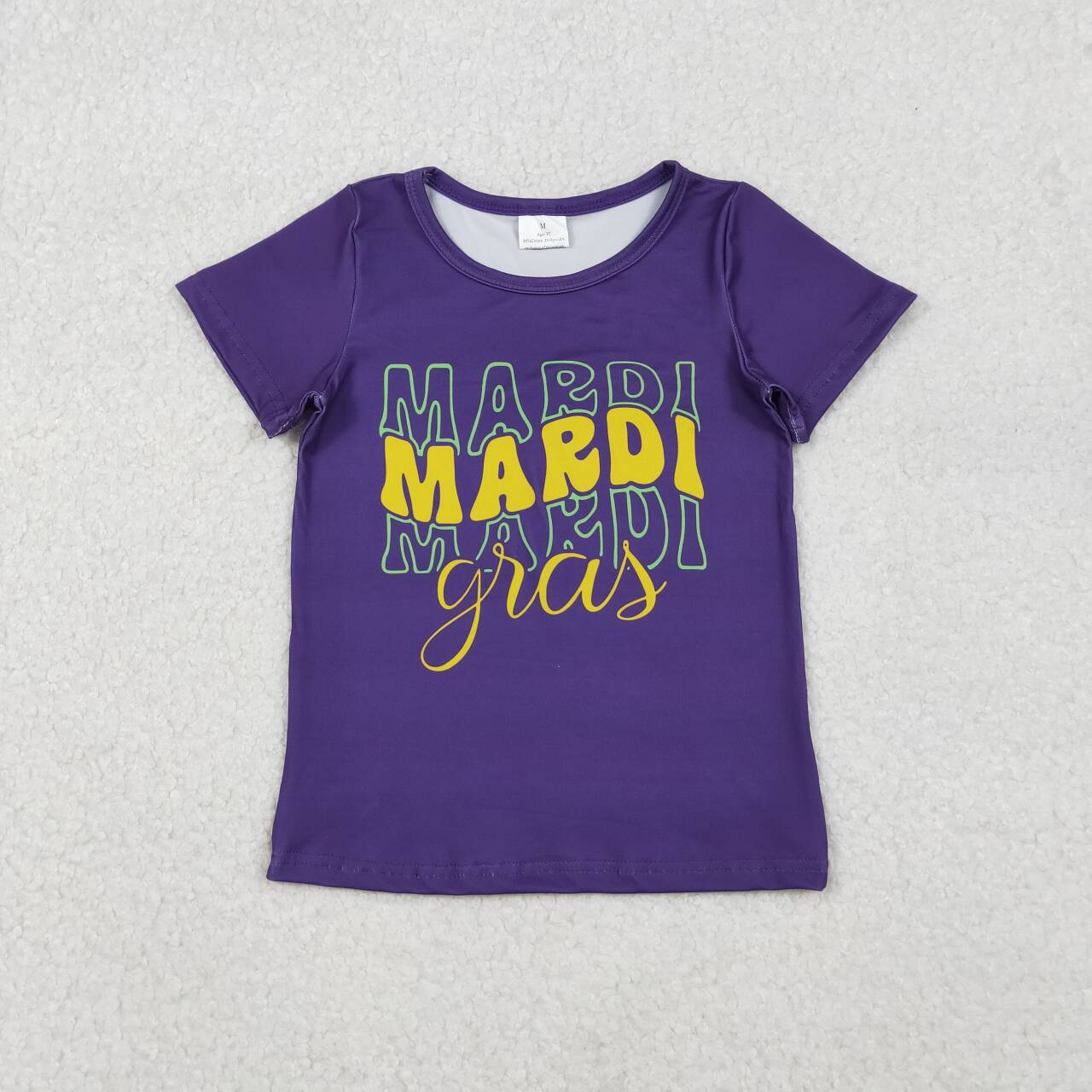 Mardi Gras boots design girls short sleeve top