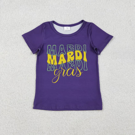 Mardi Gras boots design girls short sleeve top