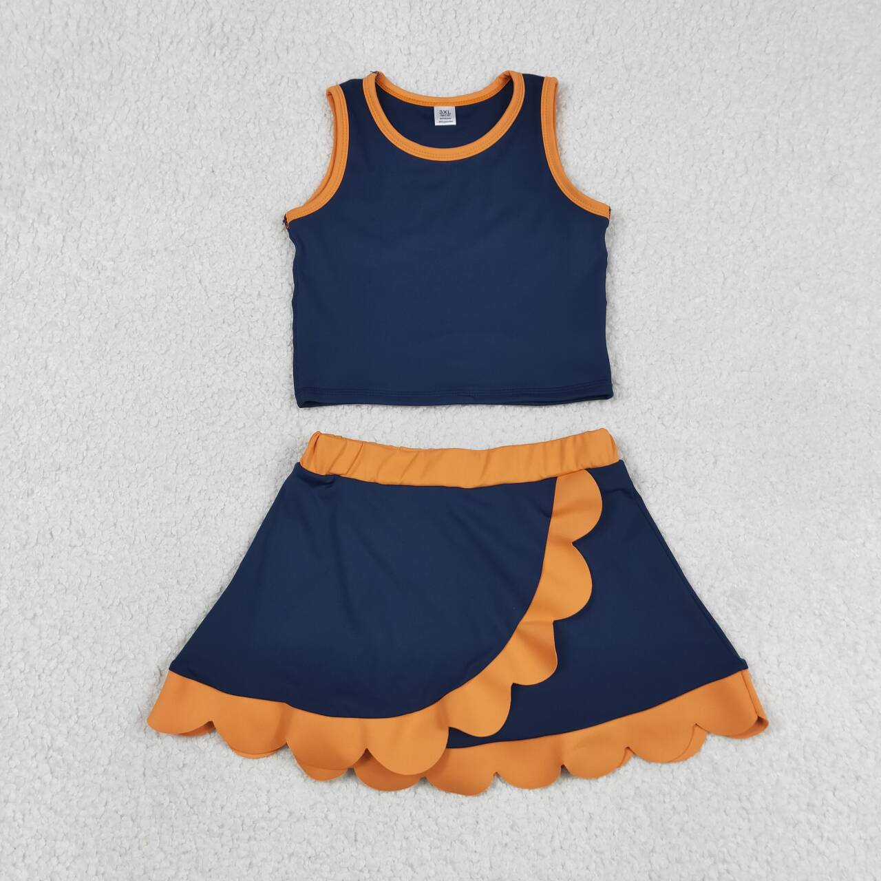Navy yoga top matching skorts girls summer outfit