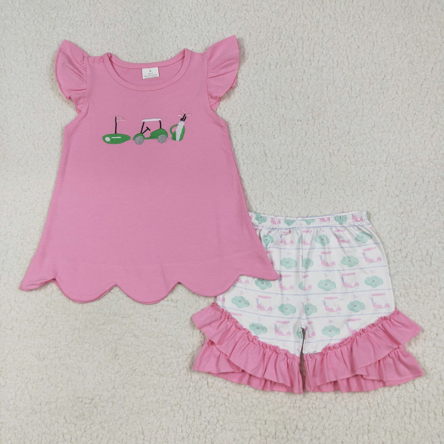 Golf design kids girls summer short set