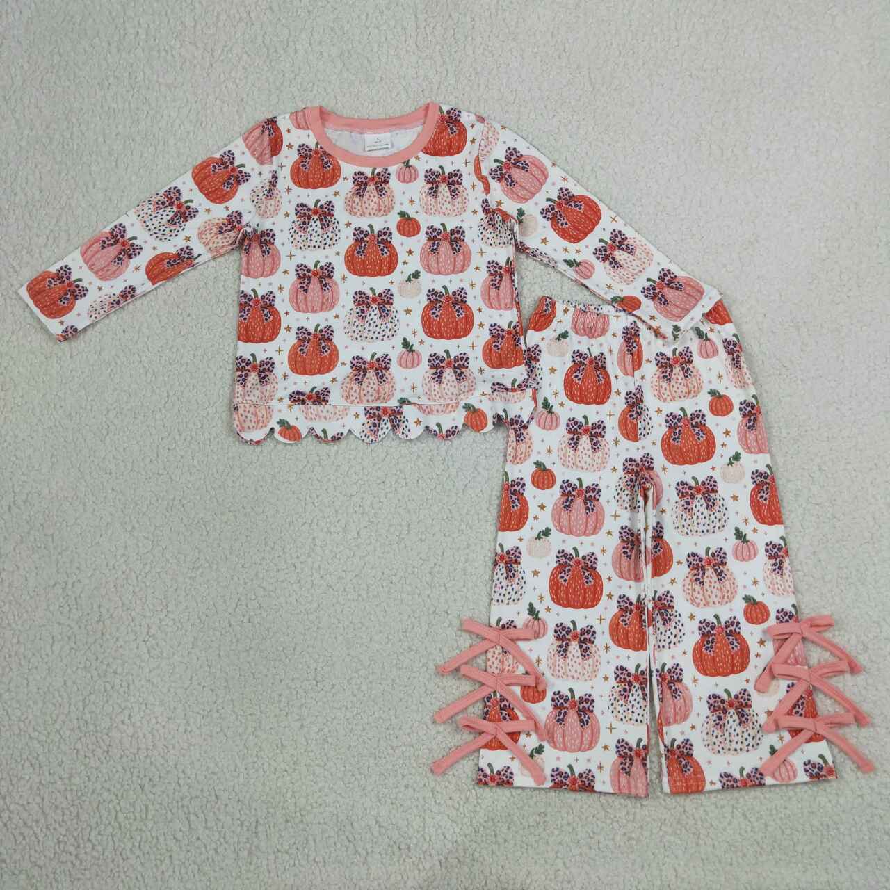 Fall pumpkins long sleeve top matching pants girls outfit