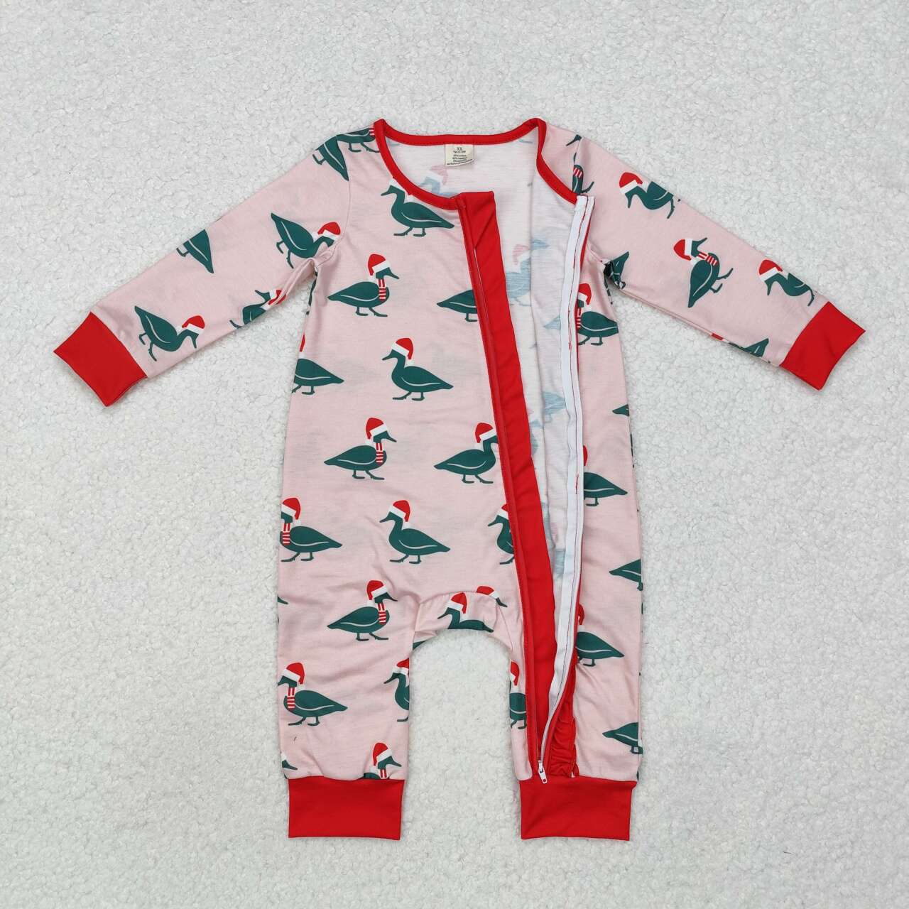 Toddle baby Christmas duck long sleeve bamboo zip romper