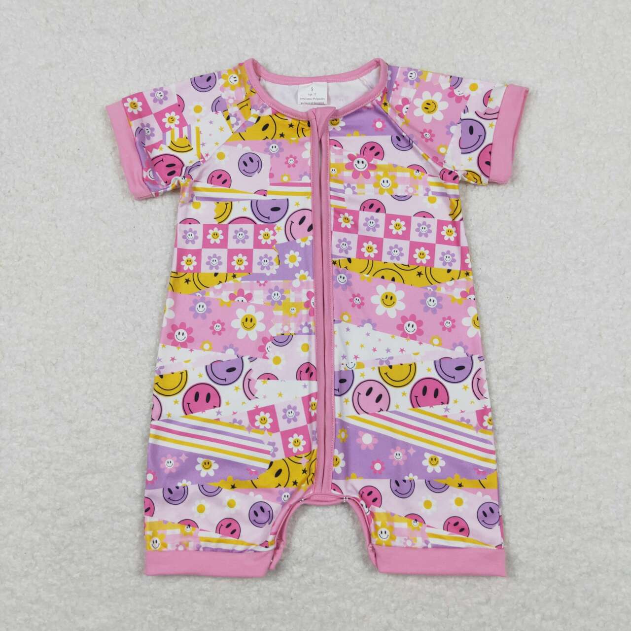 toddle baby girls sunshine short sleeve zip romper