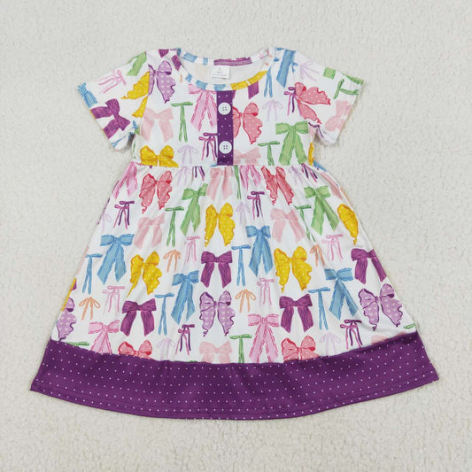 Baby girl pink yellow bow summer dress