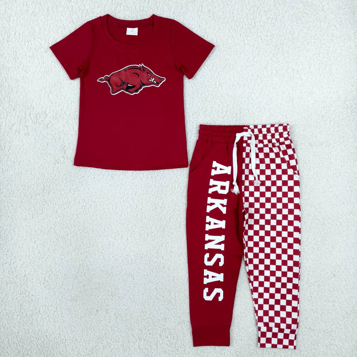 Arkansas print short sleeve top matching pants boy outfit