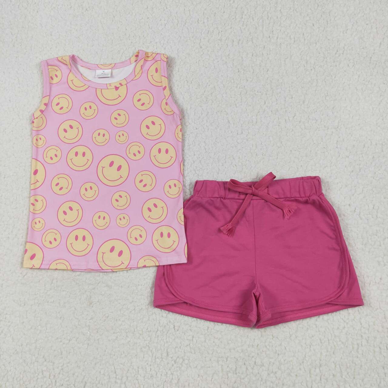 Smile face shirt yoga shorts summer outfit