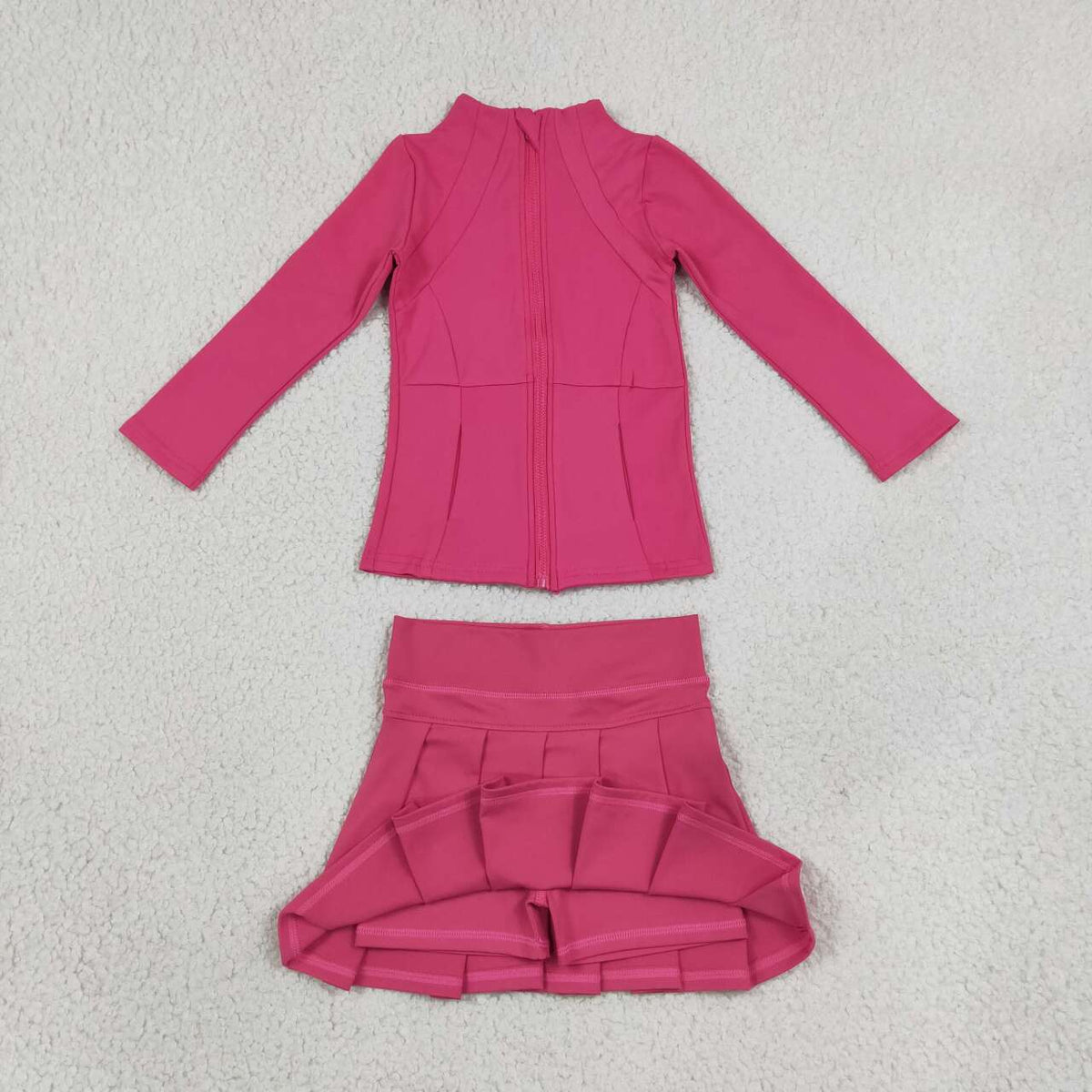 Hot pink yoga pullover top matching skorts girls outfit