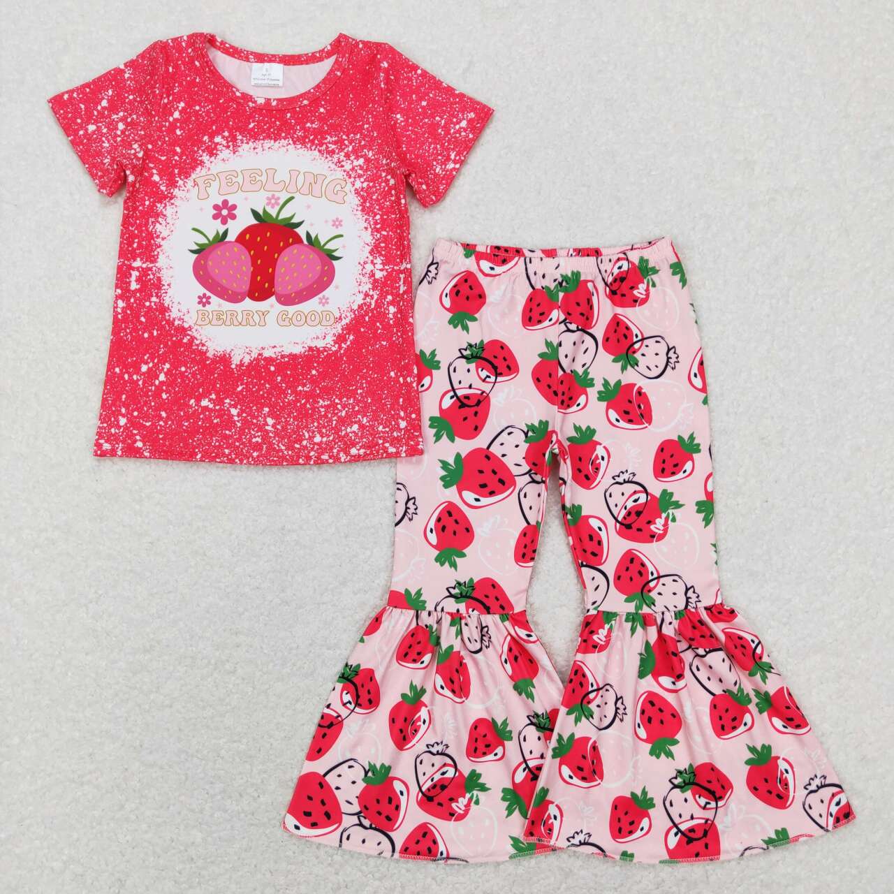 feeling berry good top strawberry flare bell bottoms outfit