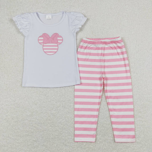 baby girls embroidery pink cartoon clothing set