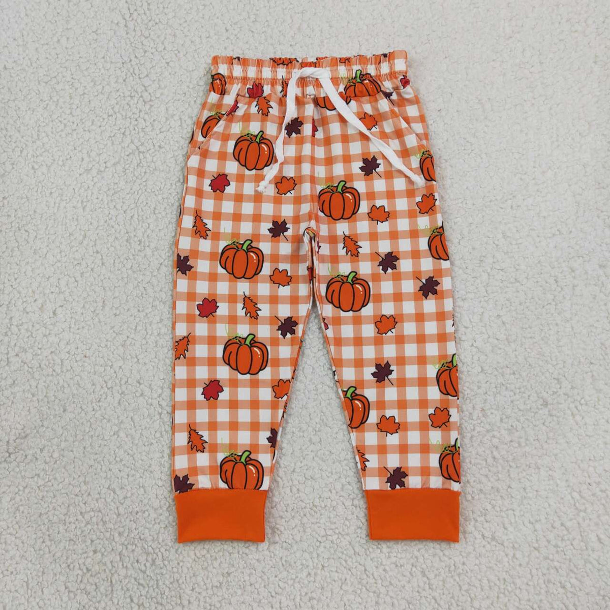 Pumpkin plaid boy milk silk  pants