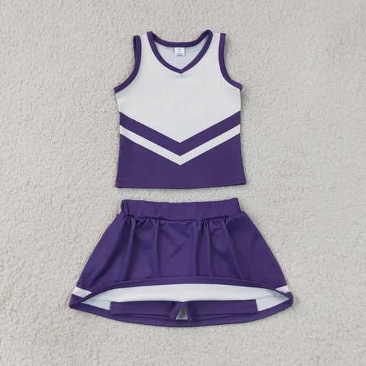 Purple top matching skorts girls summer yoga outfit