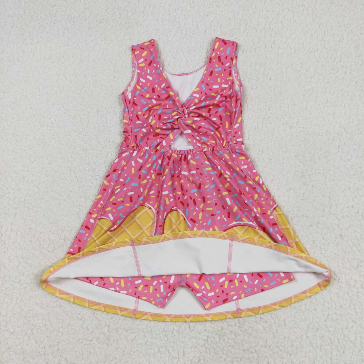 Baby girls pink yellow color active wear athletic summer yoga skirt dress