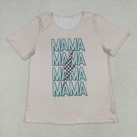 Adult woman short sleeve mama letter print t-shirt top