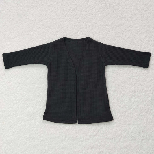 girls black long sleeve cardigan coat