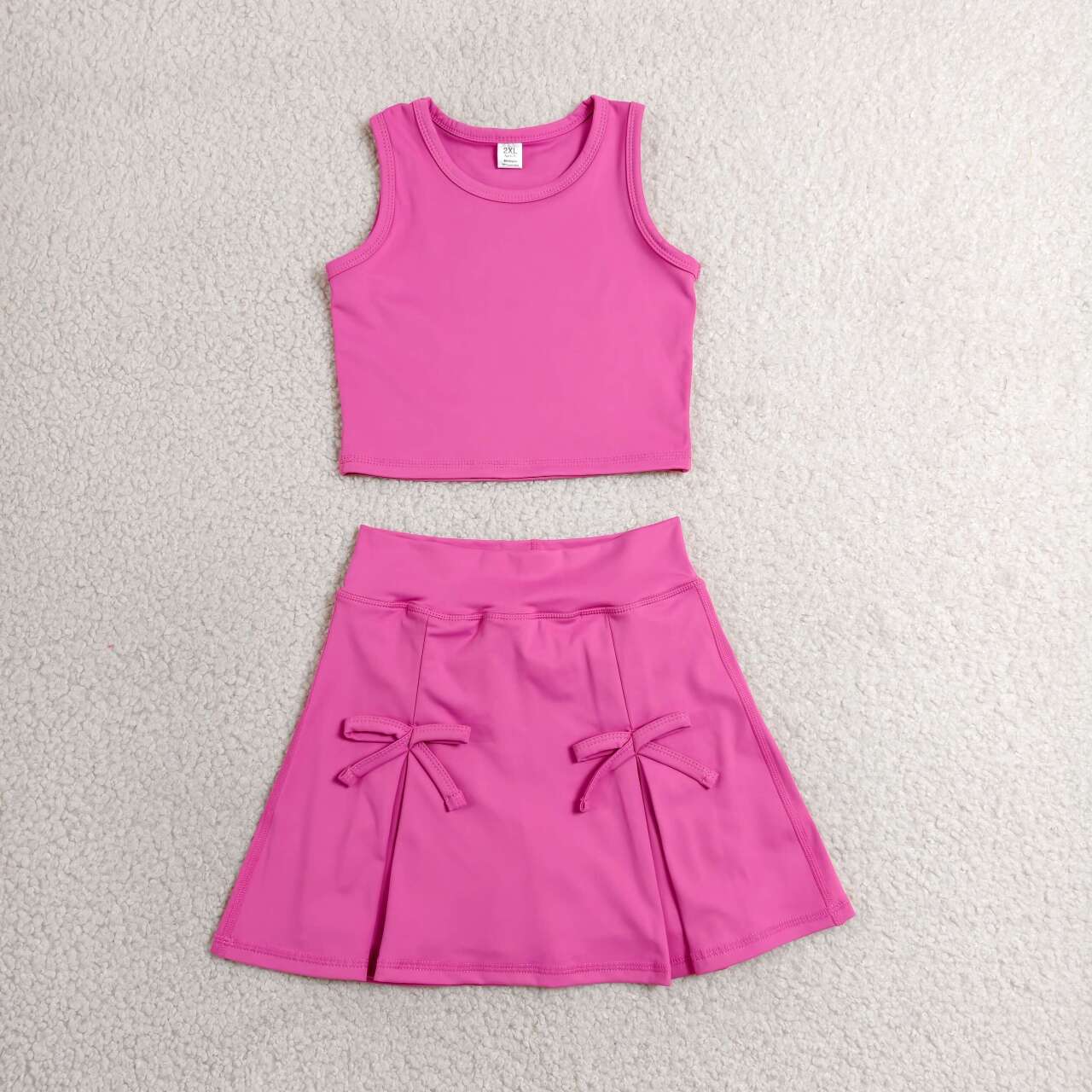 Hot pink tank top matching yoga skirts active wear outfit