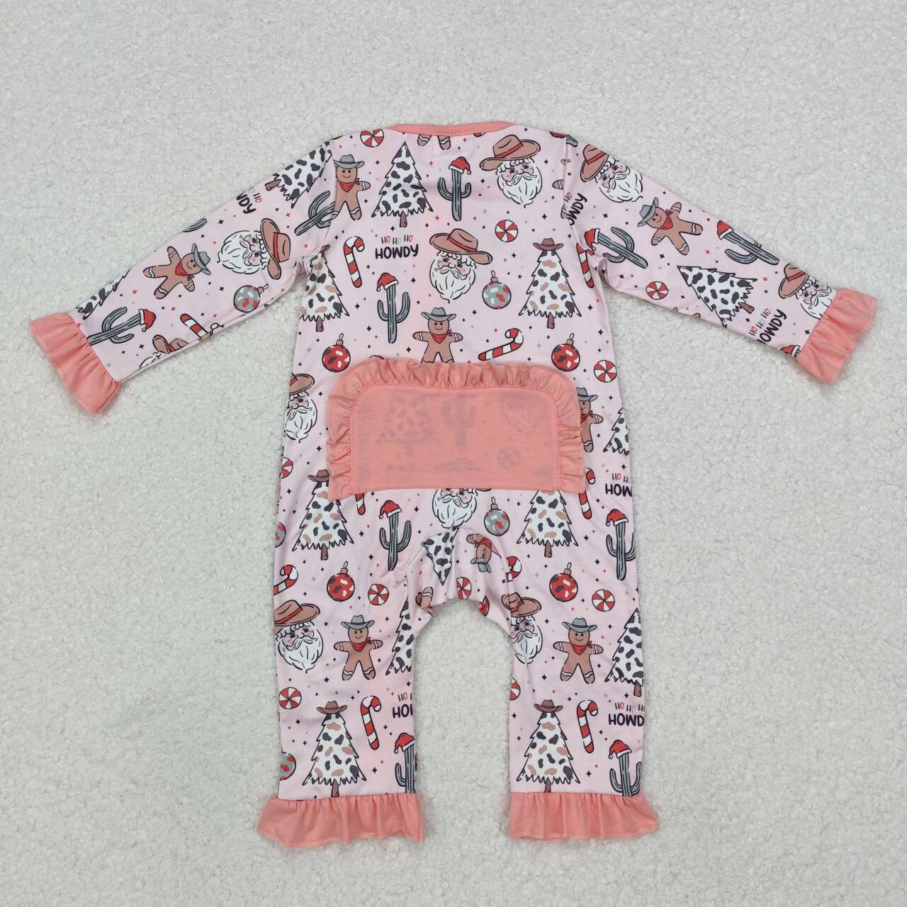 cowgirl western howdy Christmas gingerbread cactus zip romper