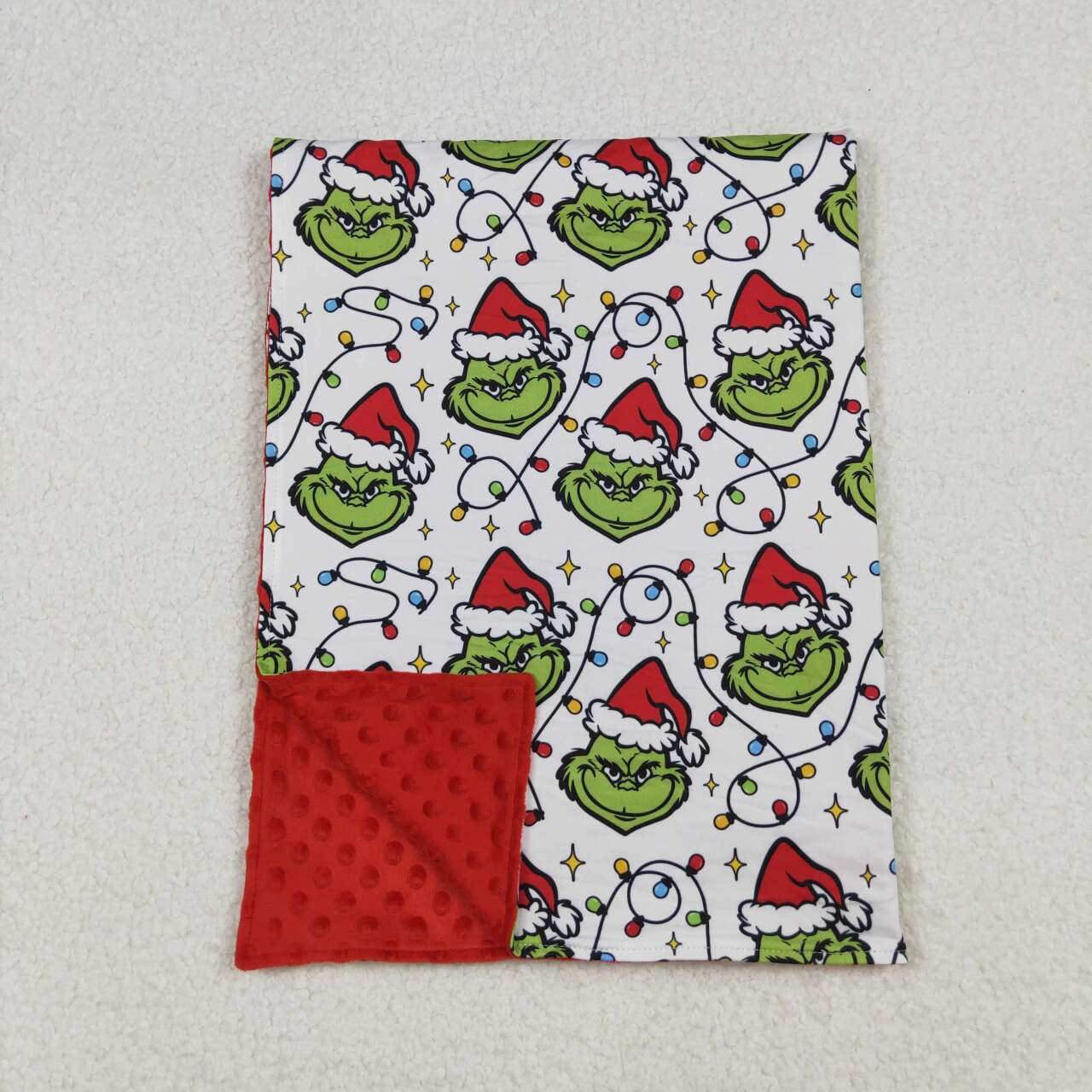 toddle kids Christmas green face soft blanket