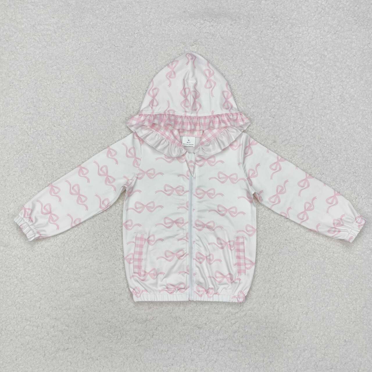 Pink bow baby girls long sleeve hoodie top