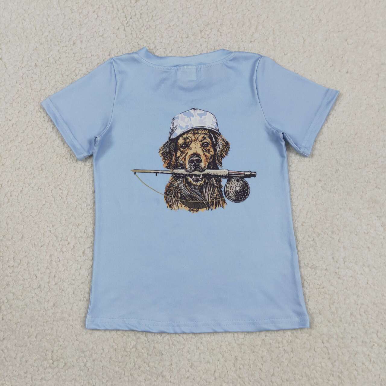 Hunting dog print boy short sleeve top