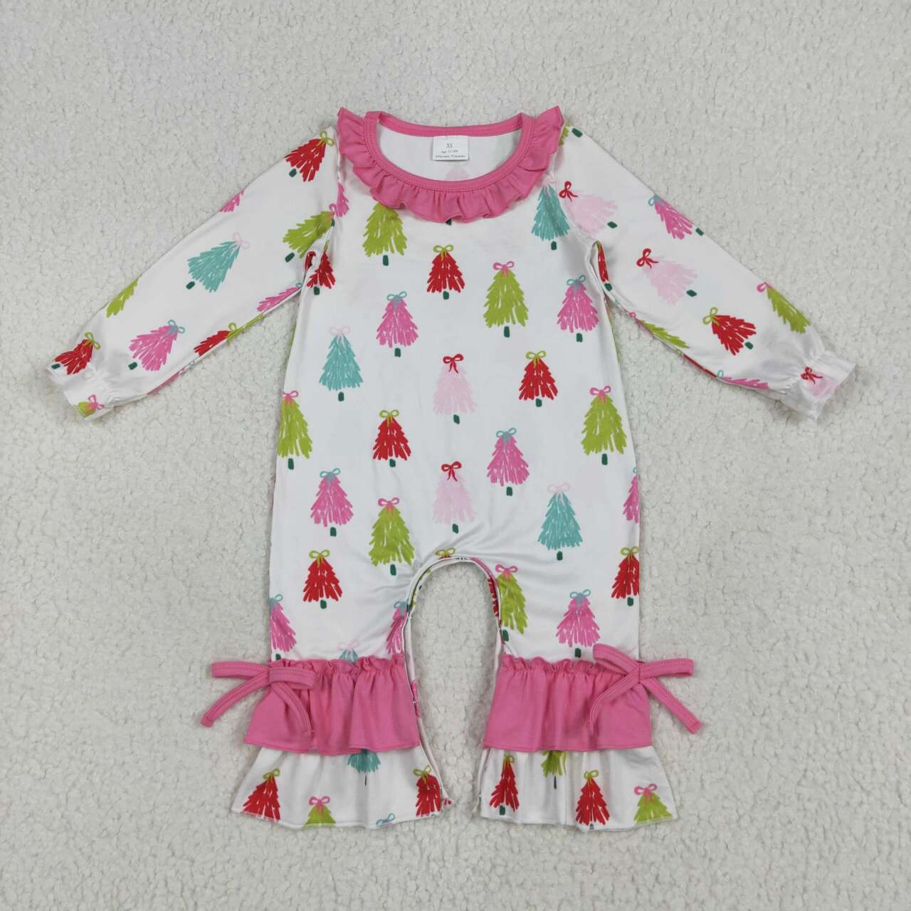 Colorful Christmas tree toddle  girls romper