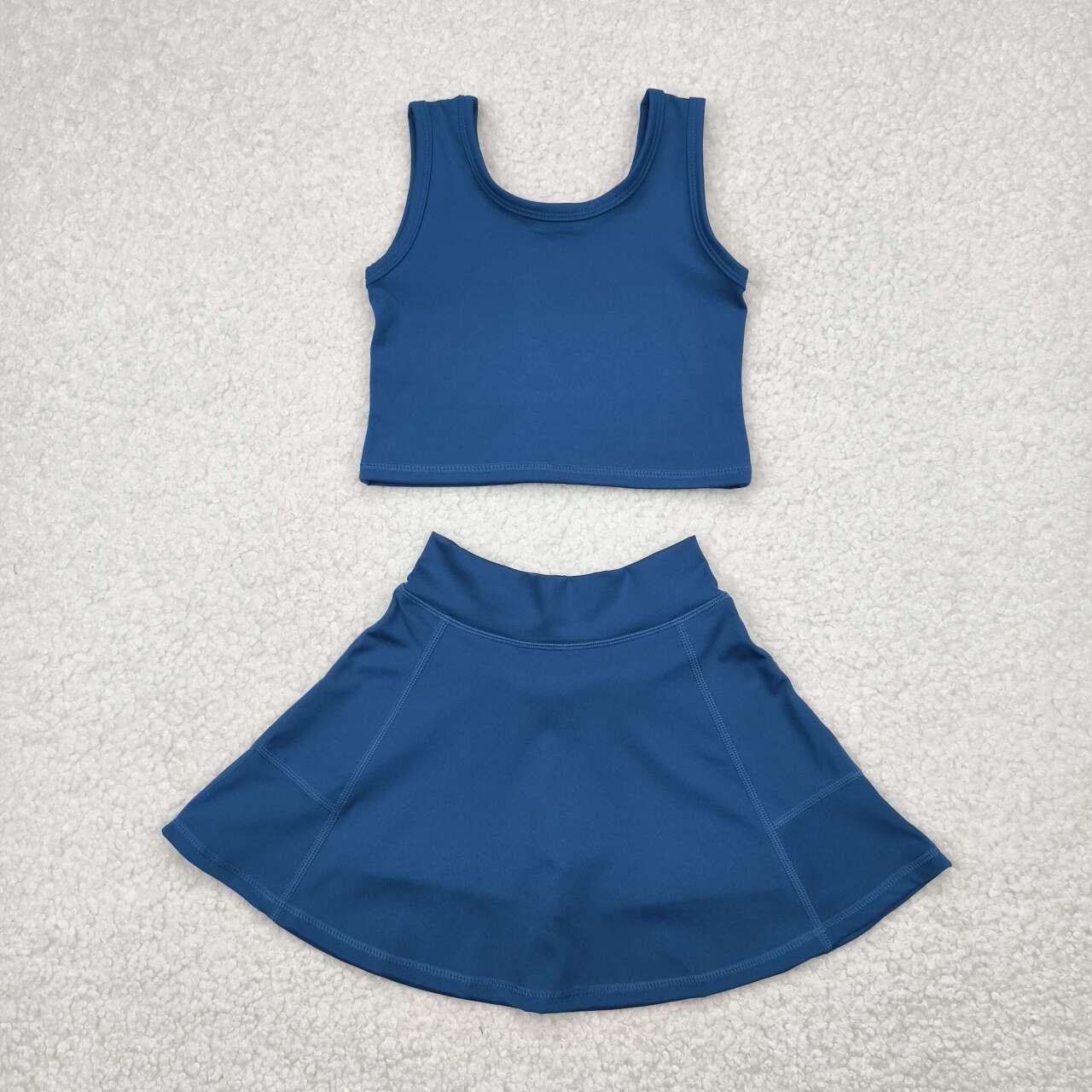 Baby girls dark blue active wear athletic summer yoga skirt outfit