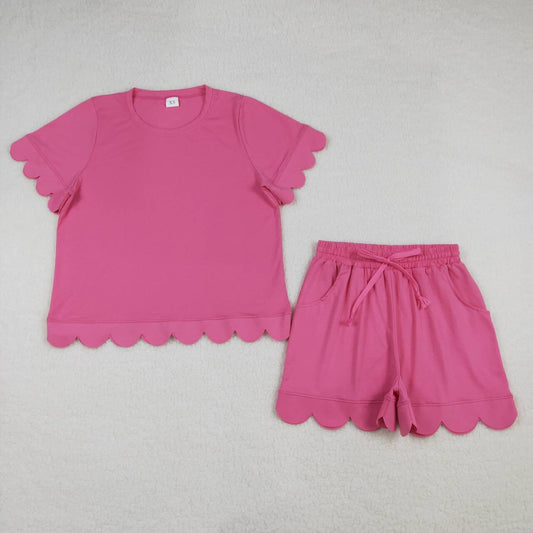 Adult women hot pink design short sleeve outfit