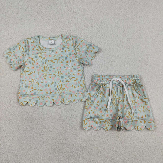 Pink Flowers design baby girl summer outfit
