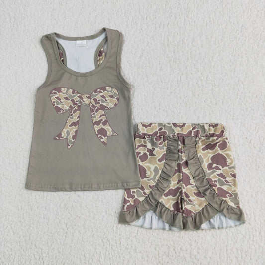 Baby girl  camo bow summer outfit