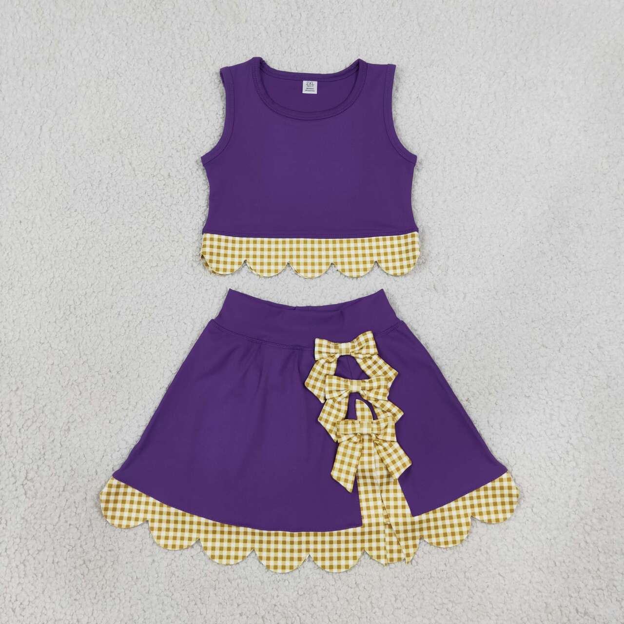 Purple yoga tank top matching skorts girls outfit