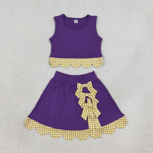 Purple yoga tank top matching skorts girls outfit
